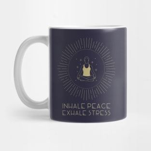 Inhale peace exhale stress yoga minimalistic Mug